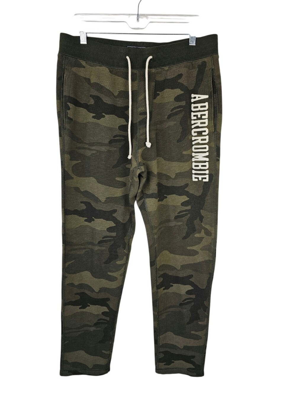 Abercrombie & Fitch Mens Medium Green Camo Logo Sweatpants NWT